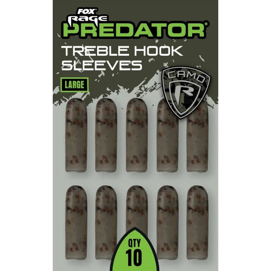 Manson Fox Rage Predator Camo Treble Hook Sleeves, Large, 10buc/pac