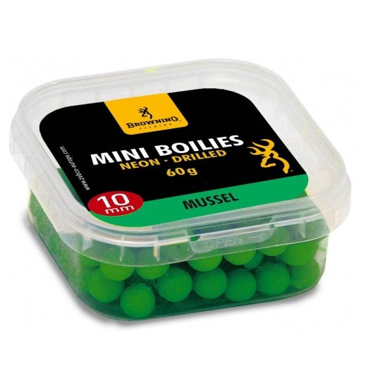 Mini Boilies Browning Neon Pre-drilled Green Mussel 10mm