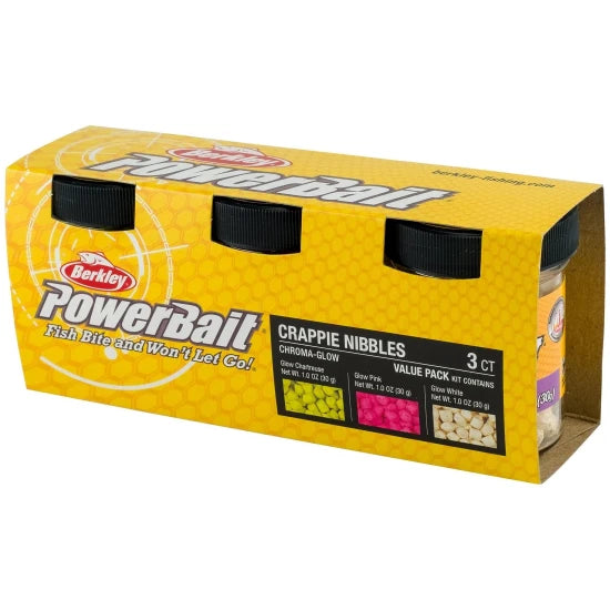 Momeala Berkley Powerbait Chromaglow Crappie Nibble Asortat, 3buc/pac