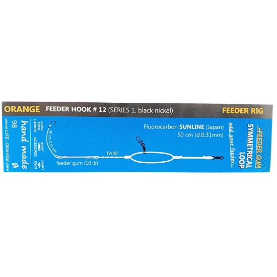 Montura Feeder Orange Fr0098 Symmetrical Loop Cu Feeder Gum 10lb, Carlig No.12, 1buc/pac