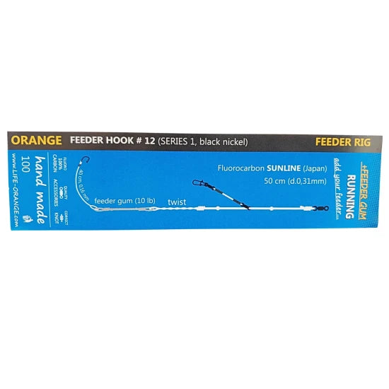 Montura Feeder Orange Fr0100 Running Cu Feeder Gum 10lb, Carlig No.12, 1buc/pac