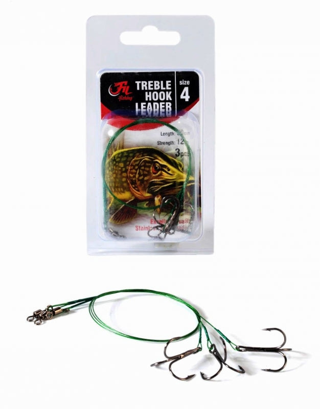 Montura Filfishing Treble Hook Leader, Nr 2, 12kg, 30cm, 3 Buc/Plic