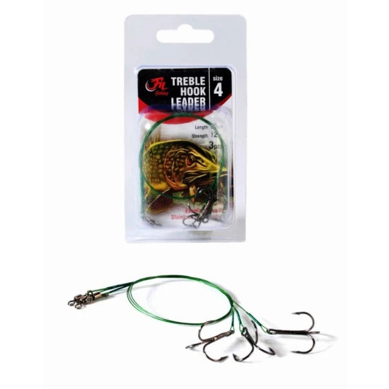 Montura Filfishing Treble Hook Leader, Nr 4, 12kg, 30cm, 3 Buc/plic