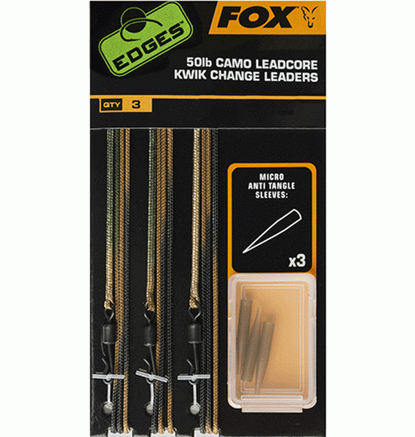 Montura Fox Camo Leadcore Kwik Change Leader, 75cm, 50lbs, 3buc/pac