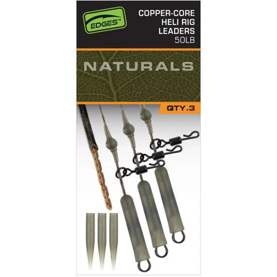 Montura Fox Edges Naturals Copper-core Heli Rig Leaders, 75cm, 3buc/pac