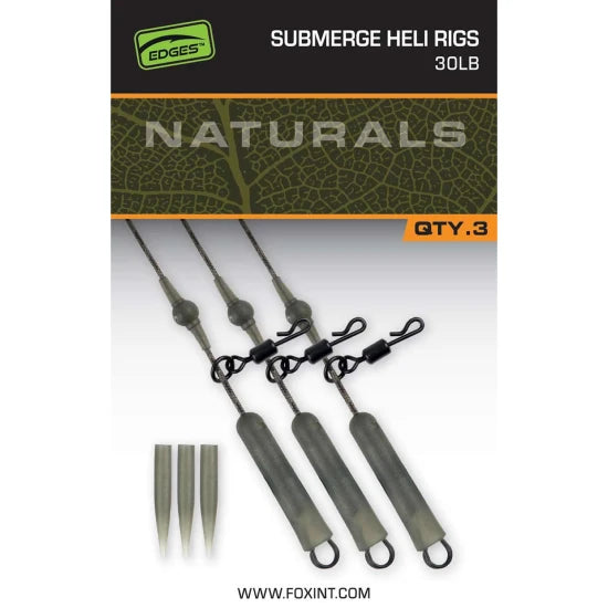 Montura Fox Edges Naturals Submerge Heli Rig Leaders 30lb, 3buc/pac