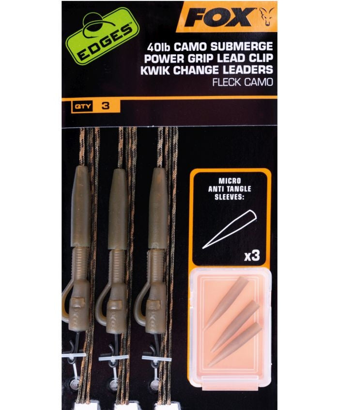 Montura Fox Edges Submerge Camo Leader Lead Clip Kwik Change Kit, 3buc/set 30LBS