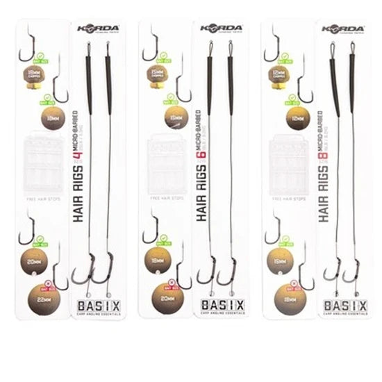 Montura Korda Basix Hair Rigs Wide Gape, Barbless, Nr.8, 18lb