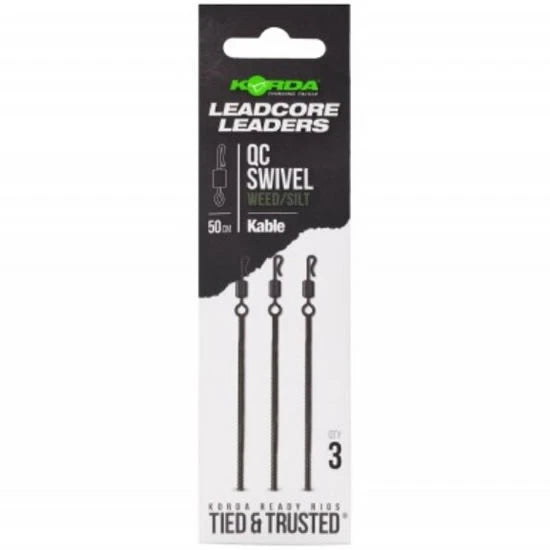 Montura Leadcore Cu Vartej Rapid Korda Kable Qc Swivel, Weed, 50cm, 3buc/pac