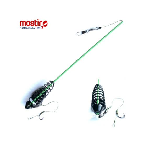 Montura Mostiro Arc Vopsit Cu Tija, Plumb Lateral, Fir Textil Si Fir De Par, 1 Carlig Nr.4