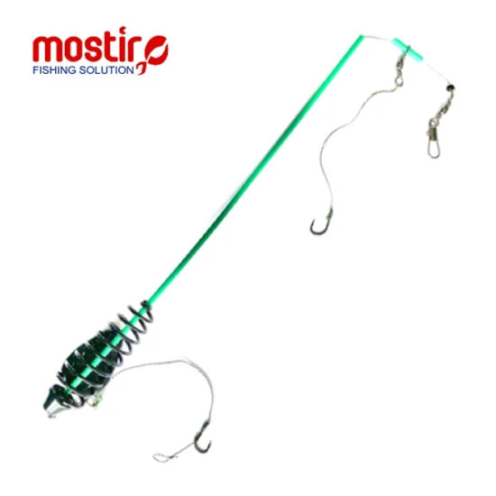 Montura Mostiro Arc Vopsit Cu Tija, Plumb Lateral, Fir Textil Si Fir De Par, 2 Carlige Nr.6