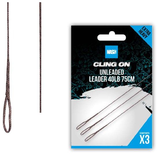 Montura Nash Cling On Unleaded Leader, 40lbs, 75cm, 3buc/plic