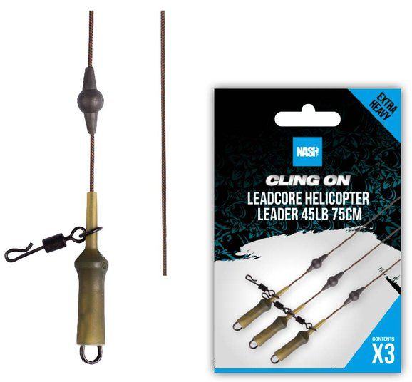 Montura Nash Ready Tied Unleaded Helicopter Leader, 45lbs, 75cm, 3buc/plic