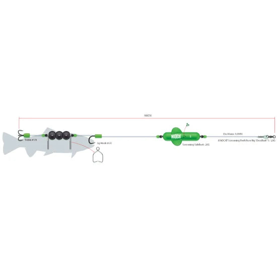 Montura Somn Dam Madcat Screaming River Deadbait Marime M, 100mm, 2/0-8/0, 180cm, 40g