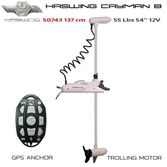 Motor Electric Haswing Cayman B Gps Gen 1.6 55lb, White, Trolling Motor