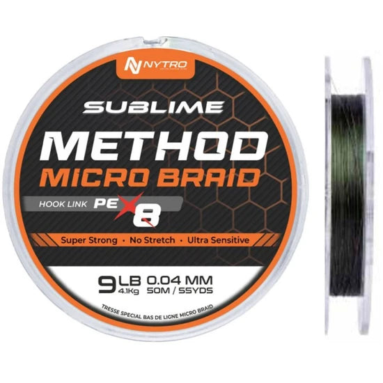 Multifilament Nytro Pe-x8 Sublime Method Microbraid Hook Link Black, 50m, 0.12mm, 9.1kg