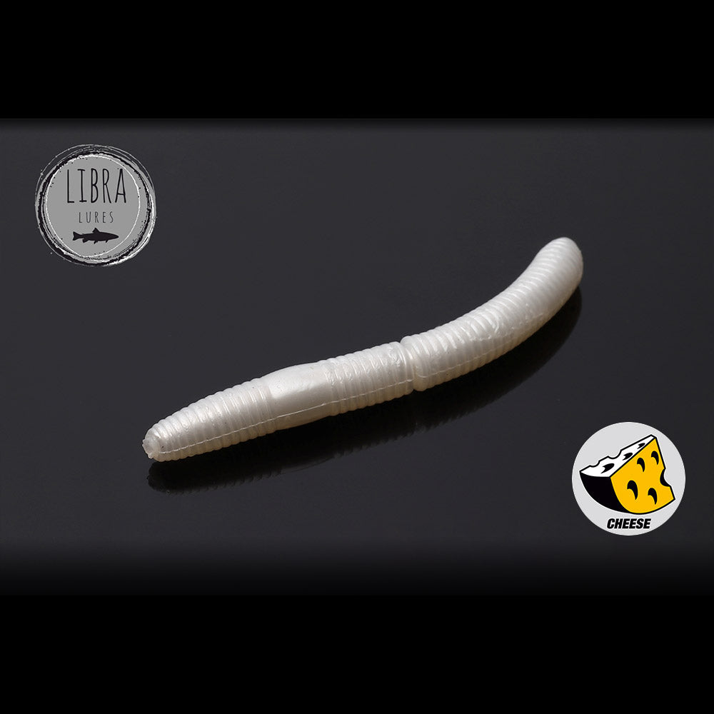 NALUCA LIBRA DYING WORM 6.5cm 004 Cheese White Silver 10buc