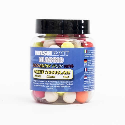 NASH POP-UP CLASSIC RAINBOW 10mm 30grm WHITE CHOCOLATE