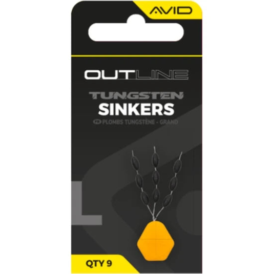 Opritoare Tungsten Avid Outline Tungsten Sinkers, Large, 9buc/pac