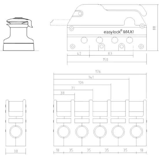 Opritor Pentru Parame Easylock Maxi 5 Cai 10-14mm Gri