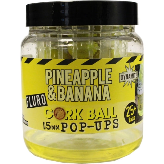 POP-UP DYNAMITE BAITS FLUORO PINEPPLE BANANNA  15MM CORK BALL