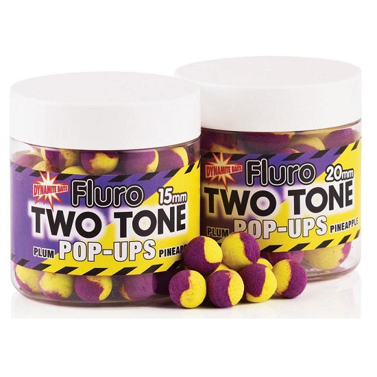 POP UP DYNAMITE BAITS TWO TONE FLUORO PLUM SI PINEAPPLE 15MM