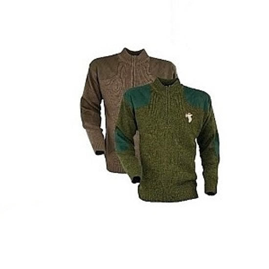 PULOVER TREESCO KAKI CU BRODERIE MARIME XXXL