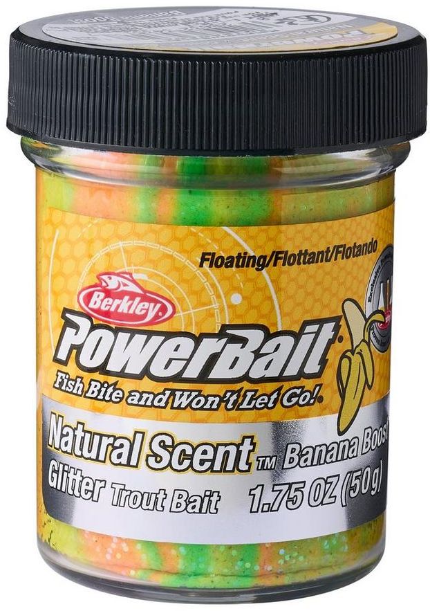 Pasta BERKLEY PowerBait Trout Dough Fruits Floating, Banana Rainbow, 50g
