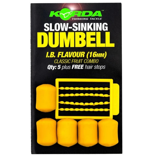 Pelete Artificiale Korda Slow Sinking Dumbell, Ib, Yellow, 12mm, 8buc/pac