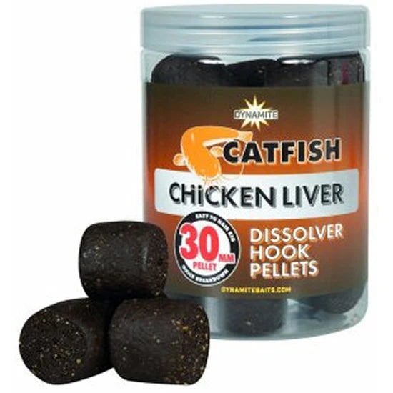 Pelete Dynamite Baits, Catfish Chicken Liver Dissolver Hook Pellets, 30mm