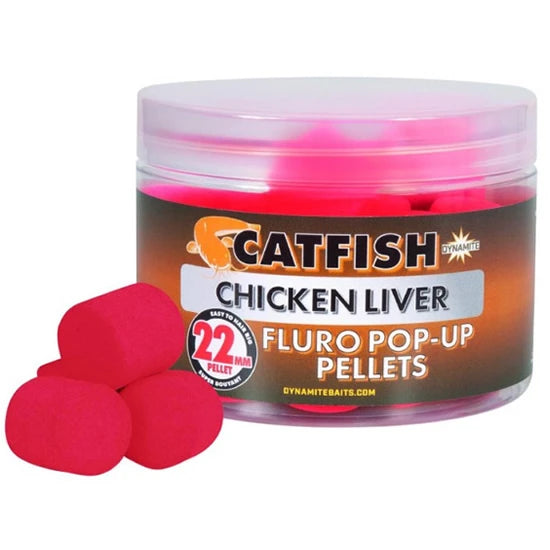 Pelete Dynamite Baits, Catfish Chicken Liver Fluro Pop-up, 22mm