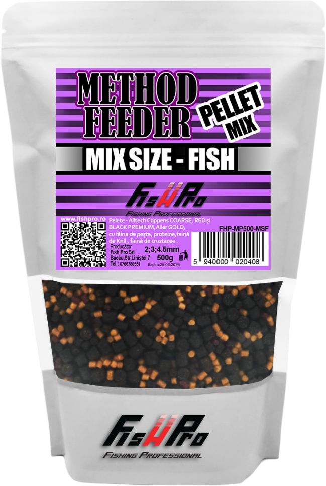 Pelete FISH PRO Method Feeder Mix, 2-3-4.5mm, Fish, 500g