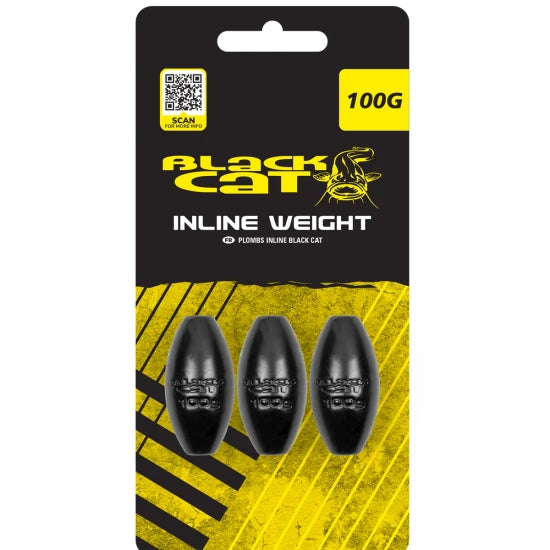 Plumb Somn Black Cat Inline Weights, 100g, 3buc/pac