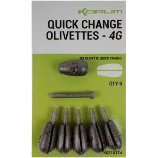 Plumbi Cu Schimbare Rapida Korum Quick Change Olivettes, 4g, 6buc/pac