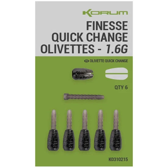 Plumbi Cu Schimbare Rapida Korum Finesse Quick Change Olivettes, 2g, 6buc/pac