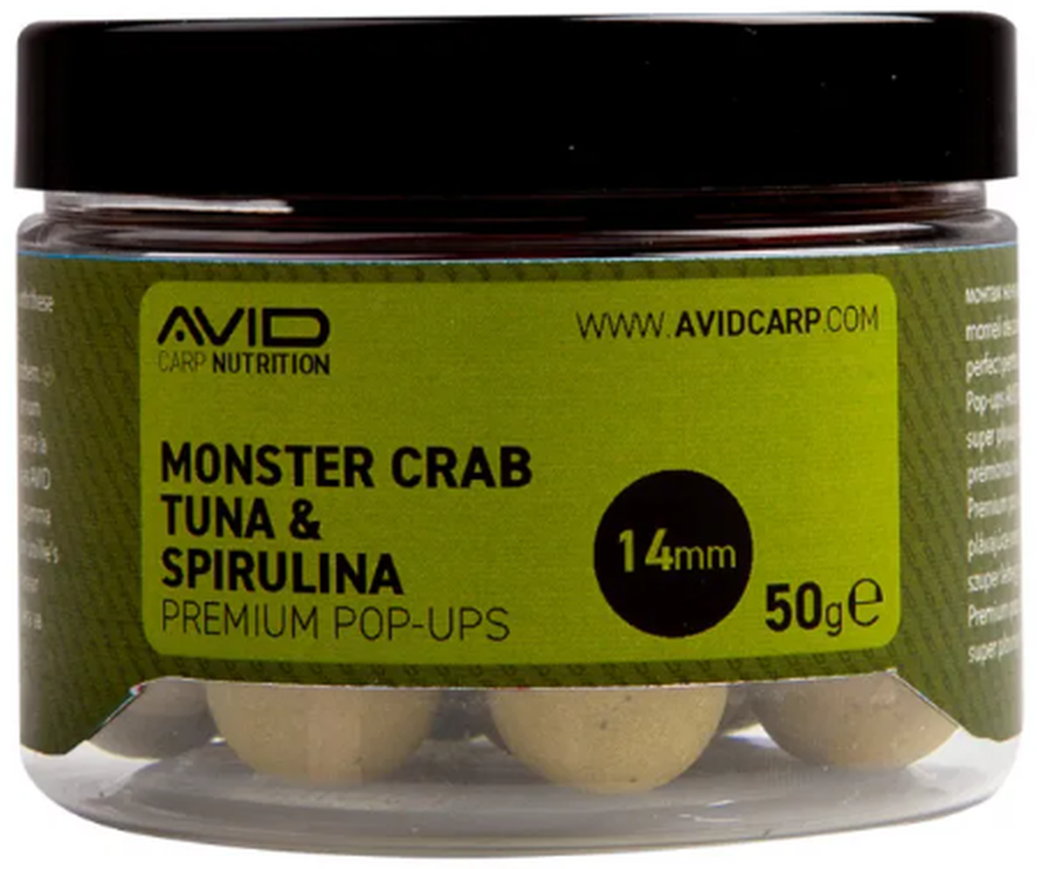 Pop Up Avid Premium, Monster Crab-Tuna &amp; Spirulina, 14mm, 50g