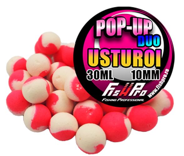 Pop-Up FISH PRO Duo, Pink White, Usturoi, 10mm, 35buc