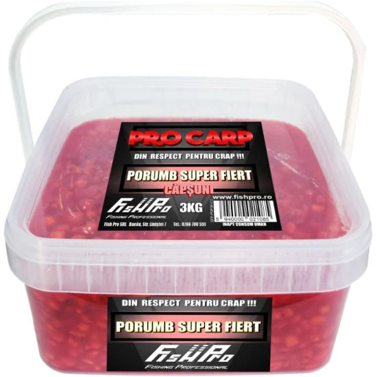 Porumb Super Fiert Fish Pro Galeata, Capsuni, 3kg