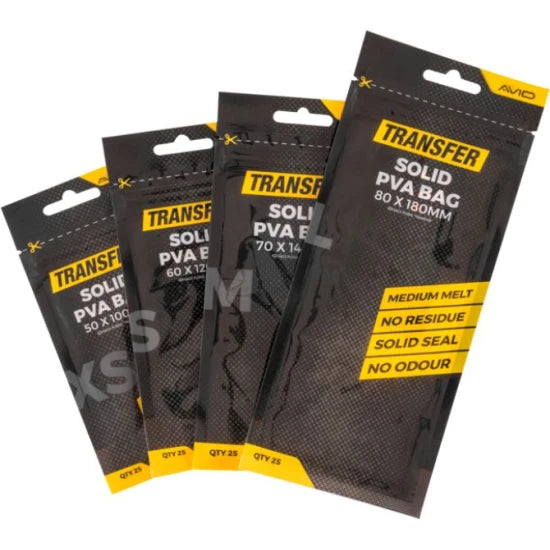 Pungi Avid Transfer Solid Pva Bags M, 7x14cm, 25buc/pac