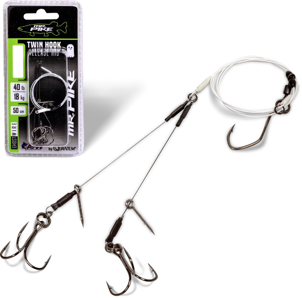 QUANTUM MR. PIKE GHOST TRACES BAIT-RELEASE-RIG WHITE  Carlig nr 4 50CM 1PCS