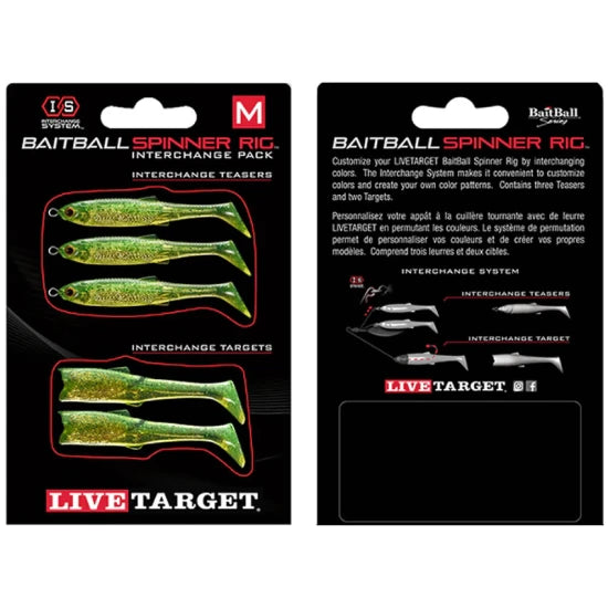 Rezerva Spinnerbait Live Target Baitball Spinner Rig, Medium, Lime Chartreuse / Gold, 5buc/pac