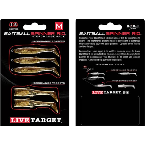 Rezerva Spinnerbait Live Target Baitball Spinner Rig, Small, Dark Amber / Gold, 5buc/pac