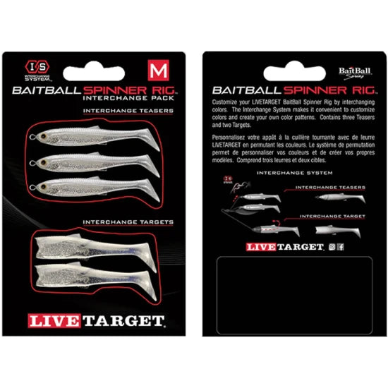 Rezerva Spinnerbait Live Target Baitball Spinner Rig, Small, Pearl White / Silver, 5buc/pac