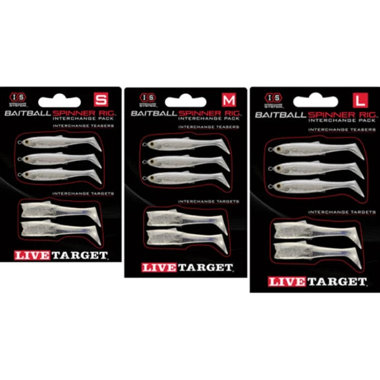 Rezerva Spinnerbait Live Target Baitball Spinner Rig, Small, Pearl White / Silver, 5buc/pac