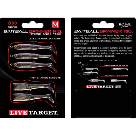 Rezerva Spinnerbait Live Target Baitball Spinner Rig, Small, Purple Pearl / Silver, 5buc/pac
