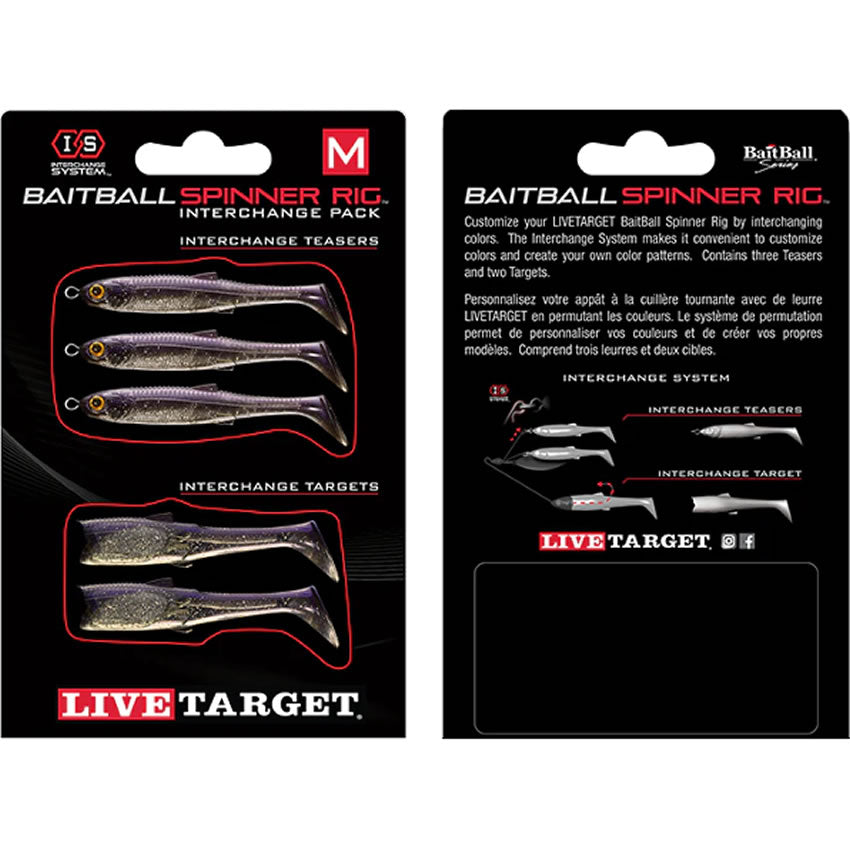 Rezerva Spinnerbait Live Target Baitball Spinner Rig, Small, Purple Pearl / Silver, 5buc/pac