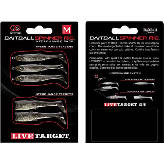 Rezerva Spinnerbait Live Target Baitball Spinner Rig, Small, Purple Smoke / Silver, 5buc/pac