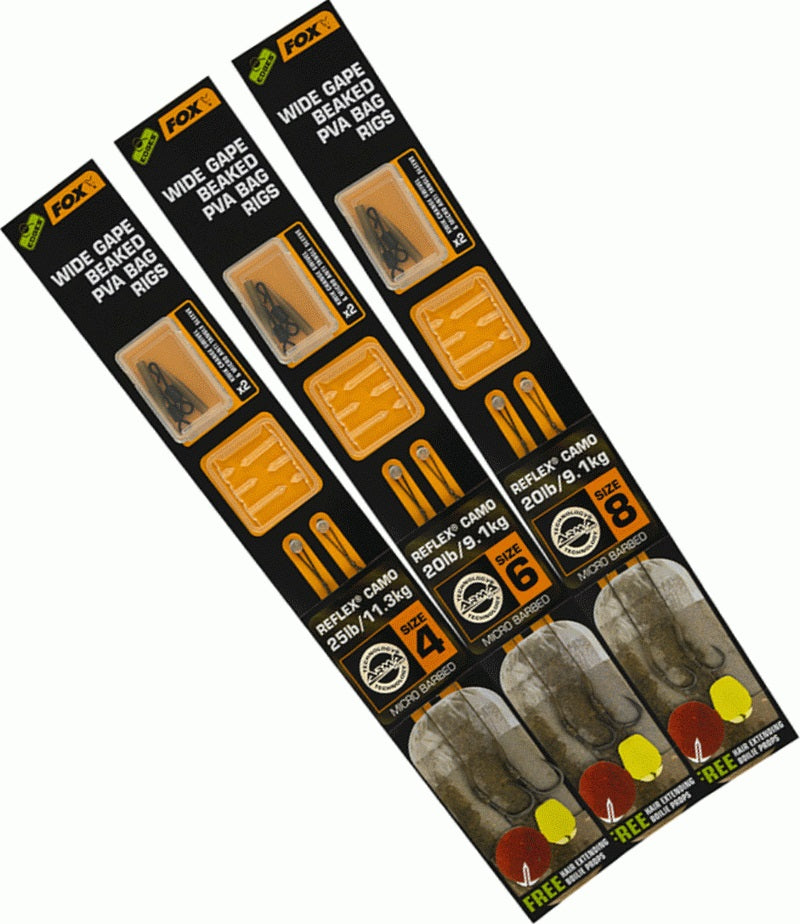 Rig Fox Edges Wide Gape Beaked PVA Bag 2buc/plic Nr.8 20lbs