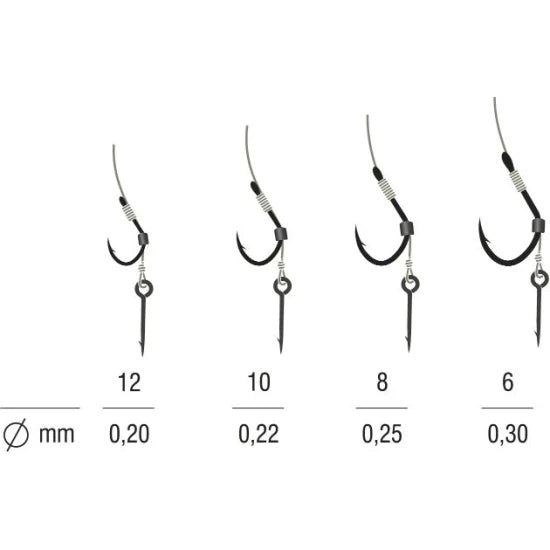 Rig Konger Kamatsu Iseama Method Feeder Cu Spin,  Monofilament, Nr.8, 0.25mm, 10cm, 5buc/pac