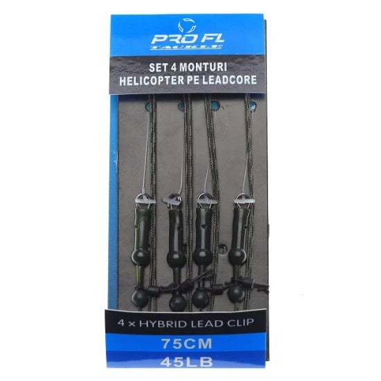 Set 4 Monturi Pro Fl Helicopter Leadcore 75cm
